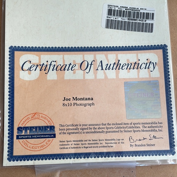 Steiner Sports 8x10 Joe Montana 49ers Huddle Memorabilia Hand-Signed Print - Picture 9 of 14